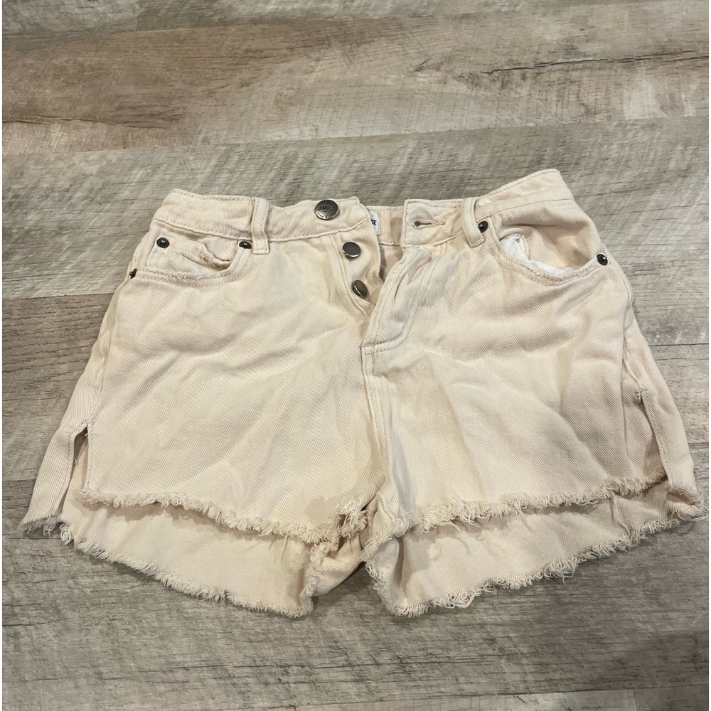 Cream Denim Shorts